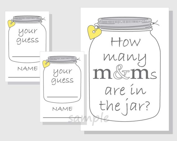 Guess How Many M&m's Game Printable Baby Shower Games 
