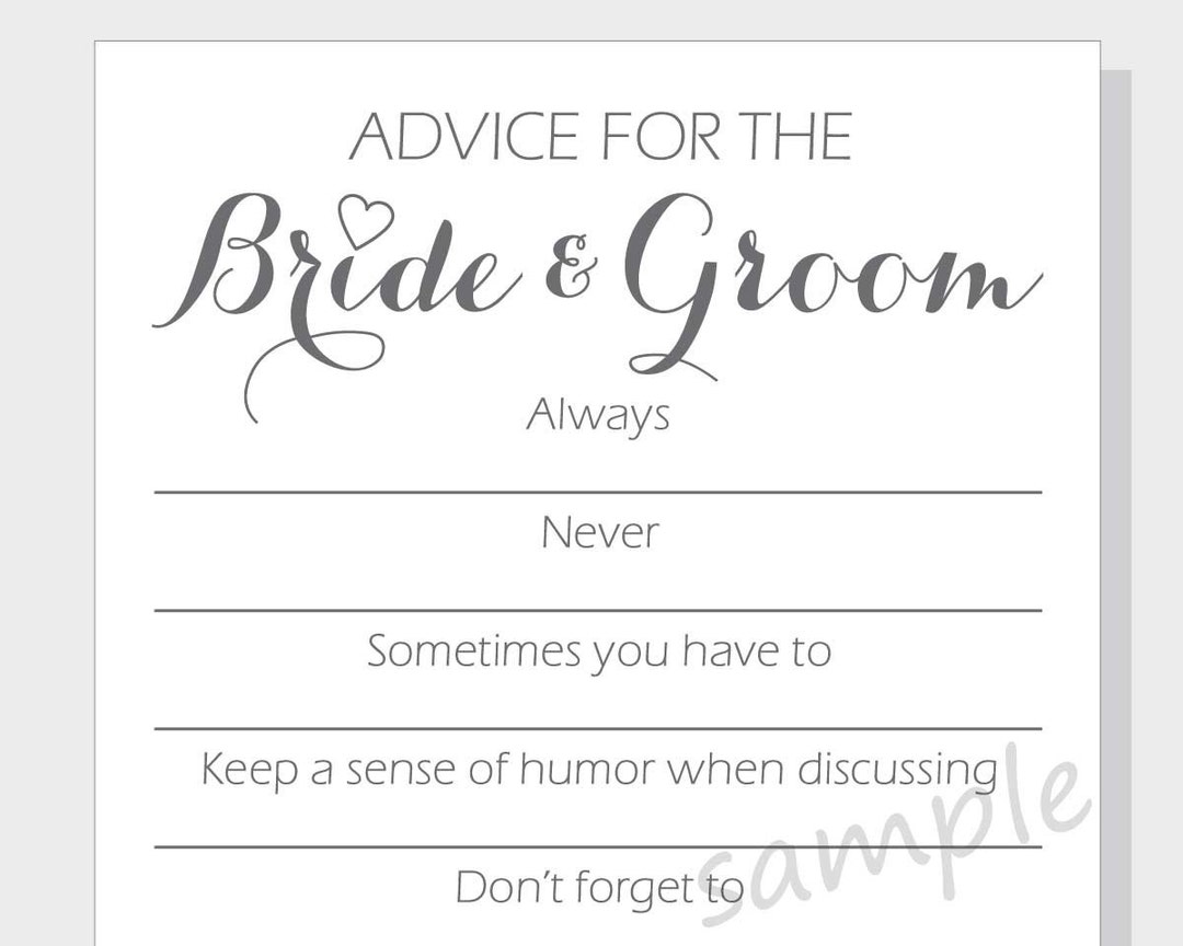 DIY Advice for the Bride &amp; Groom Printable Cards for a Bridal Shower or ...