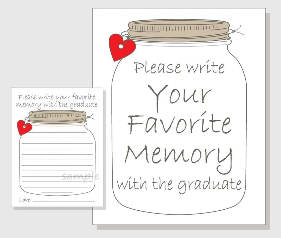 Favorite Memory With the Graduate Rustic Mason Jar Printable - Etsy