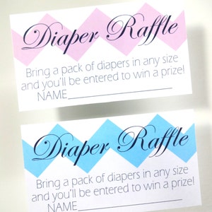 DIY Chevron Diaper Raffle Tickets for a Boy, Girl or Gender Neutral Baby Shower Printable pink, blue, yellow, green & grey image 2