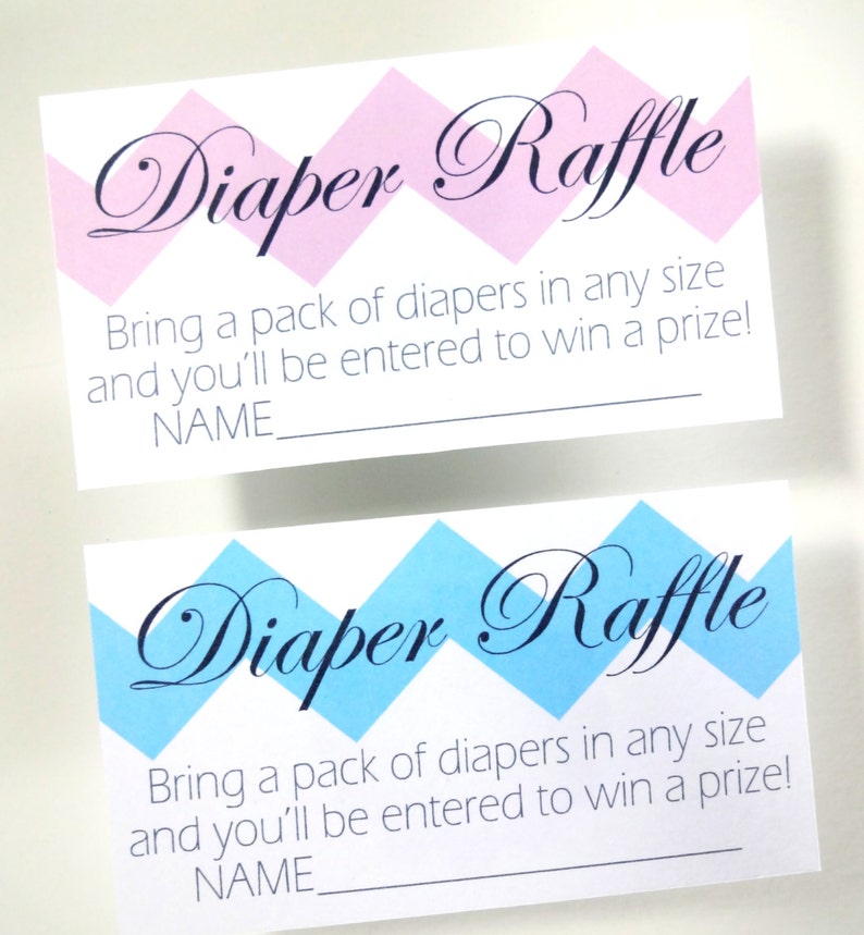DIY Chevron Diaper Raffle Tickets for a Boy, Girl or Gender Neutral Baby Shower Printable pink, blue, yellow, green & grey image 2