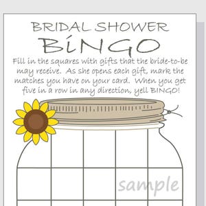 Bridal Shower Bingo Printable Cards Gift Bingo Rustic - Etsy
