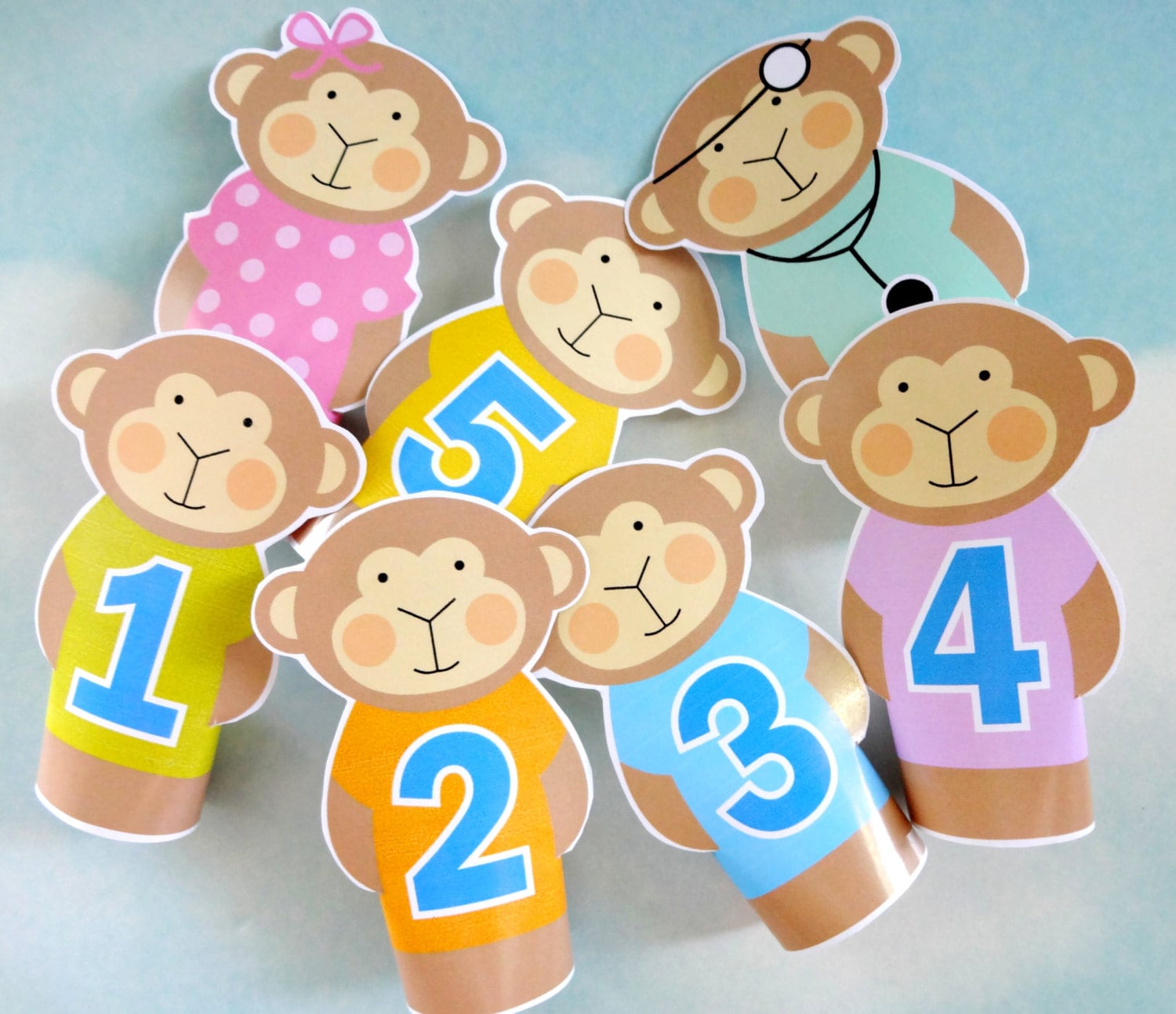 DIY Printable Finger Puppets Five Little Monkeys Jumping on Etsy