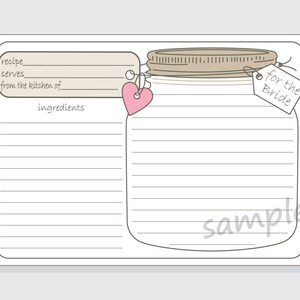 Printable Mason Jar Recipe Cards for the Bride DIY With Red, Purple or ...