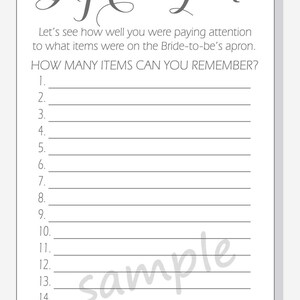 DIY Bridal Shower the Apron Game Printable Cards Calligraphy Design ...