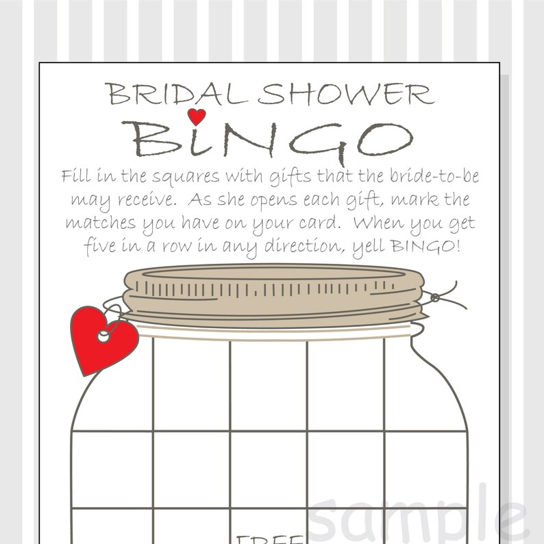 Bridal Shower Bingo Printable Cards Gift Bingo Rustic Etsy
