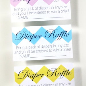 DIY Chevron Diaper Raffle Tickets for a Boy, Girl or Gender Neutral Baby Shower Printable pink, blue, yellow, green & grey image 4