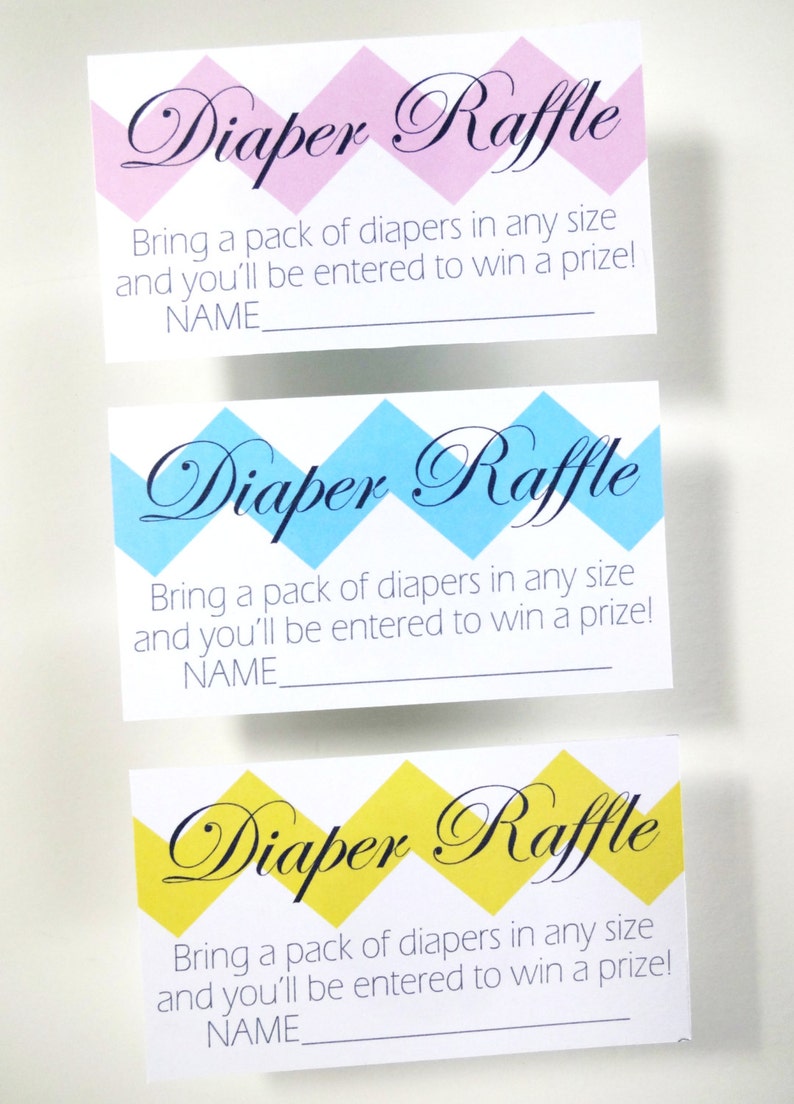 DIY Chevron Diaper Raffle Tickets for a Boy, Girl or Gender Neutral Baby Shower Printable pink, blue, yellow, green & grey image 4