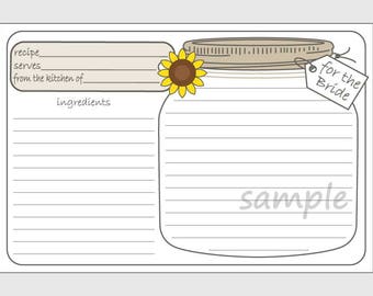 Printable Mason Jar Recipe Cards for the Bride DIY With Red - Etsy