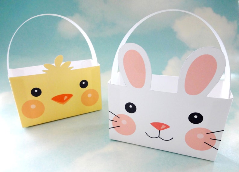 easter bunny basket chick easter basket gift box template