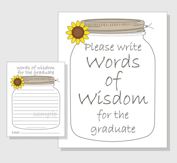 Words Of Wisdom For The Graduate Rustic Mason Jar Printable Etsy Canada