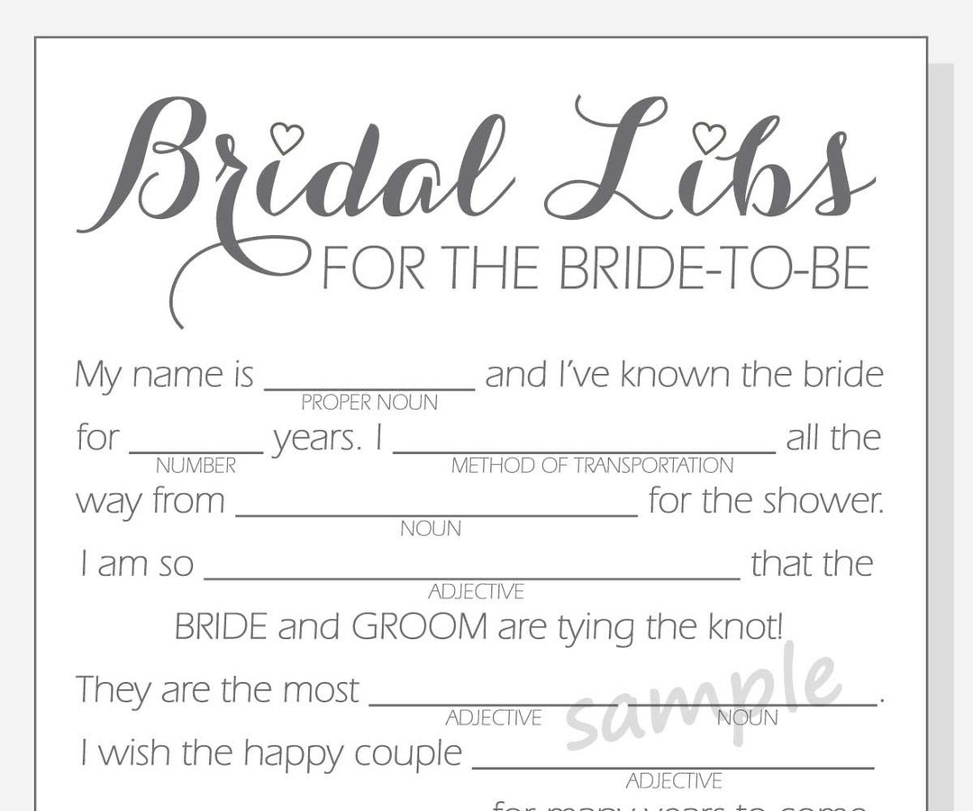 DIY Bridal Shower Mad Libs Game Printable Cards Clear, Red, Purple and