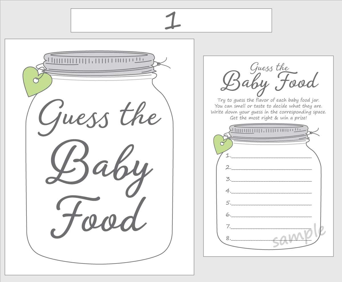 Guess The Baby Food Printable Baby Shower Game Mint Green Etsy Guess The Baby Food Printable Baby Shower Game Mint Green Etsy