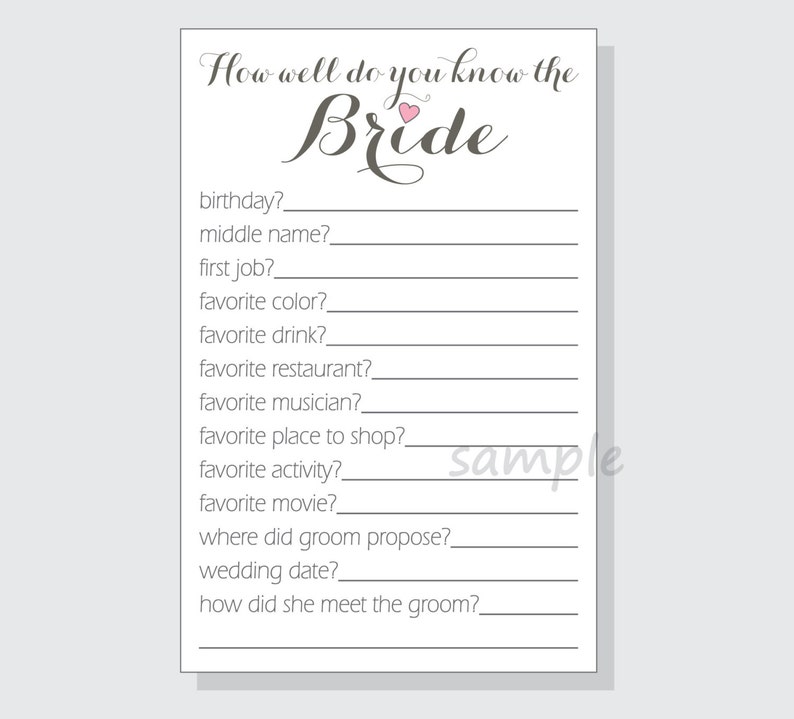 Do-it-yourself How Nicely Do Your self Comprehend The Bride? Printable Playing cards - Bridal Shower Recreation - Script Layout - obvious, pink, pink or purple middle photograph relating to How Well Do You Know the Bride Printable identified as Do-it-yourself How Properly Do By yourself Comprehend The Bride? Printable Playing cards - Bridal Shower Recreation - Script Style - crystal clear, crimson, pink or purple middle