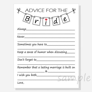Conseils de bricolage pour la mariée - Cartes imprimables pour une douche nuptiale - Conception de fanions - Toujours, jamais, etc. avec des coeurs rouges et roses