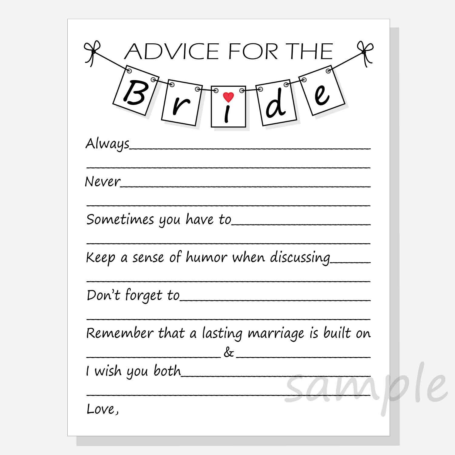 Advice For The Bride To Be Free Printable Printable Form Templates And Letter