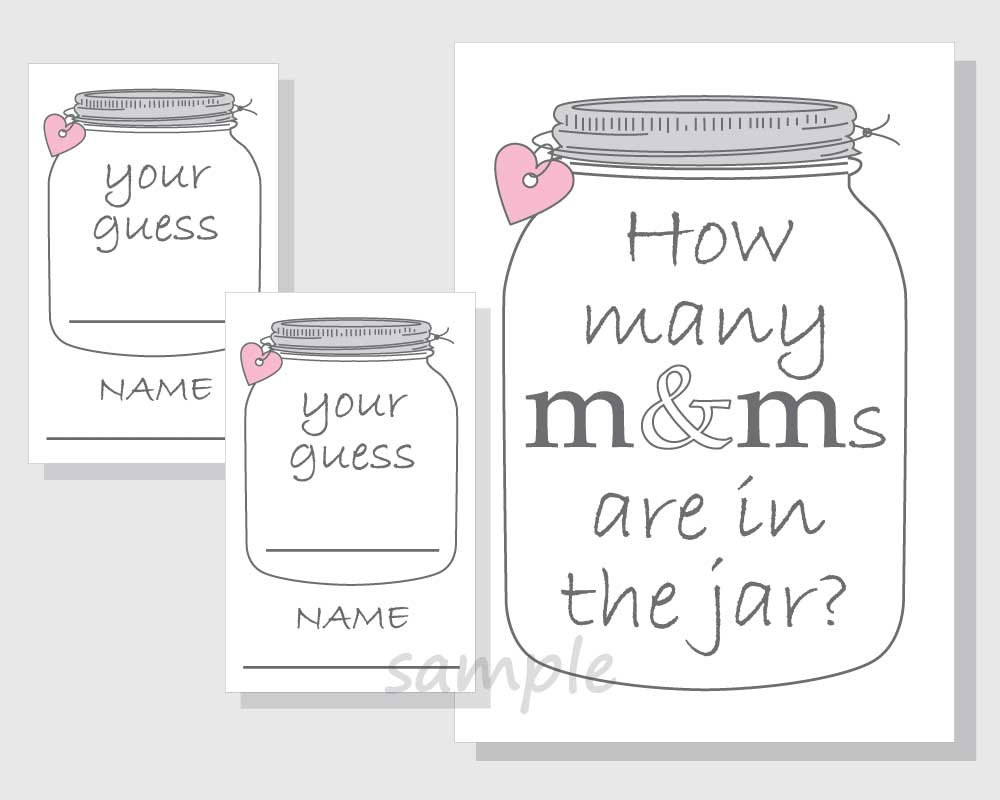 How Many M&ms Are in the Jar Printable Game Candy Candies Mason Jar
