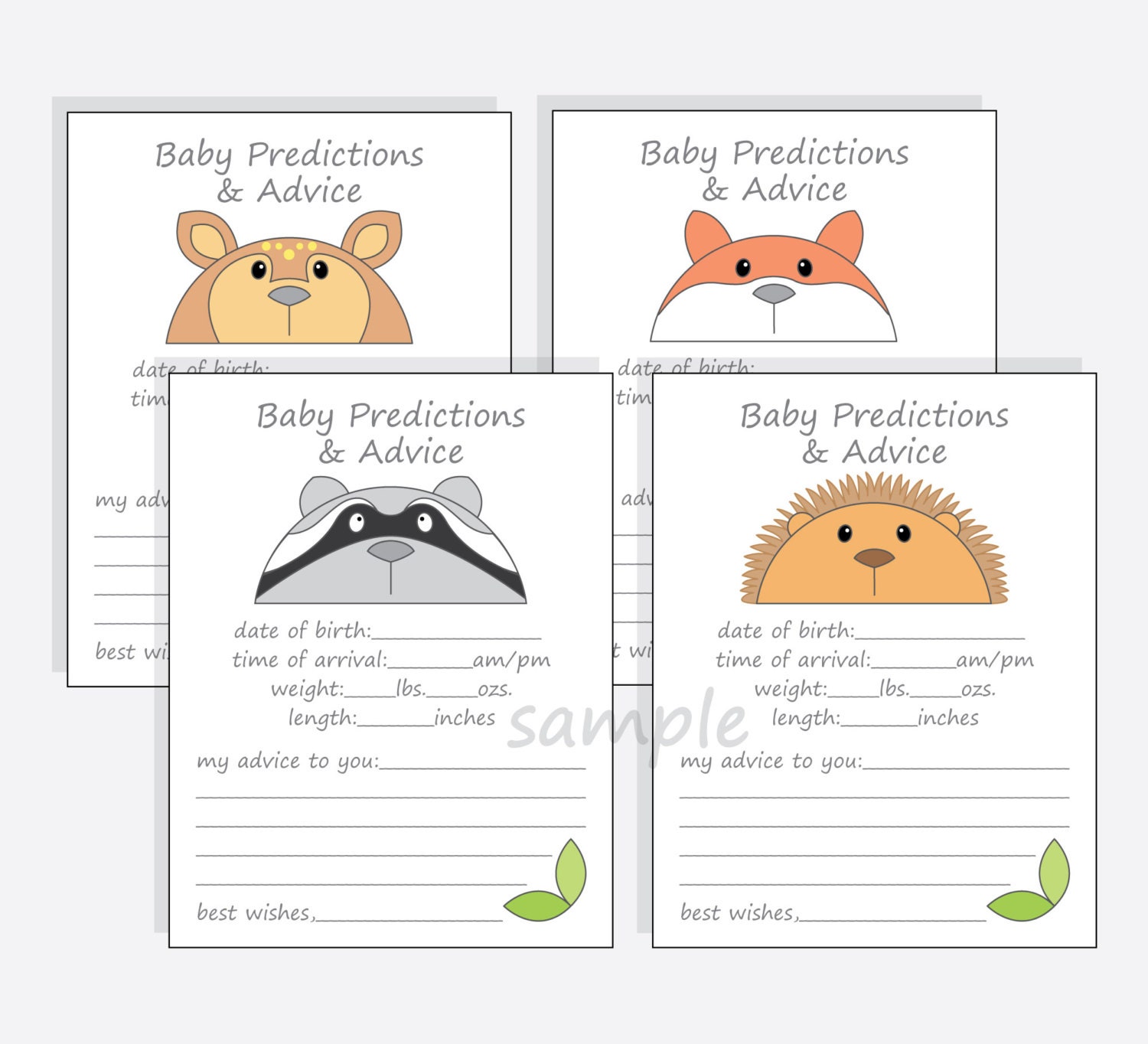 Diy Vorhersagen Beratung Fur Karten Woodland Tierbabys Zum Etsy