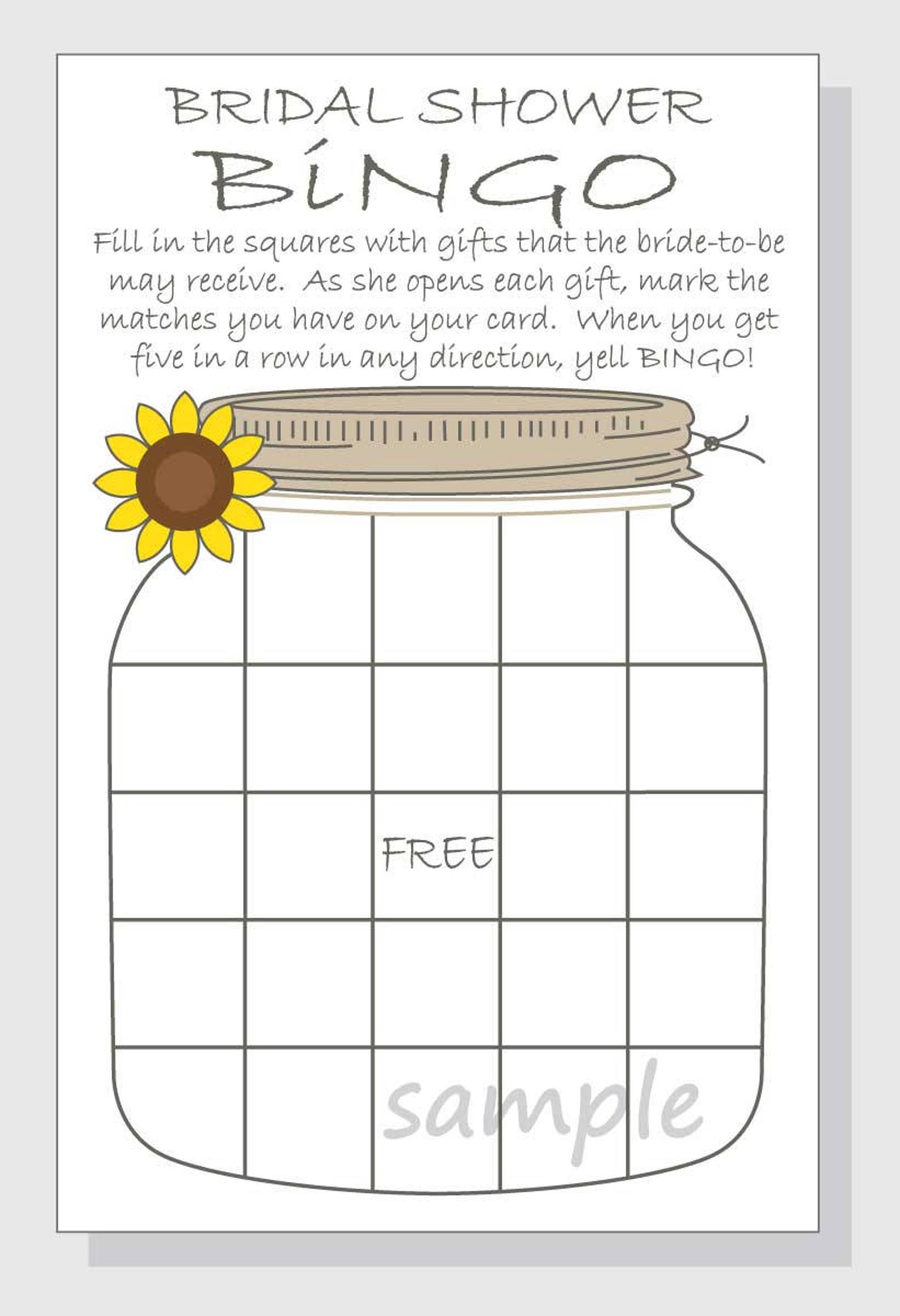 Bridal Shower Bingo Printable Cards Gift Bingo Rustic - Etsy