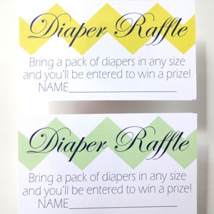 DIY Chevron Diaper Raffle Tickets for a Boy, Girl or Gender Neutral Baby Shower Printable pink, blue, yellow, green & grey image 5