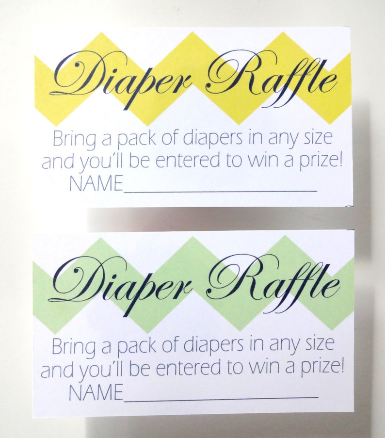 DIY Chevron Diaper Raffle Tickets for a Boy, Girl or Gender Neutral Baby Shower Printable pink, blue, yellow, green & grey image 5