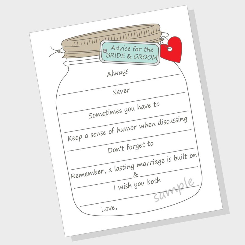 Bride and Groom Advice Cards - Etsy