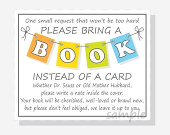 Printable Baby Shower Book Request - Book instead of Card Insert - DIY Pennant Design