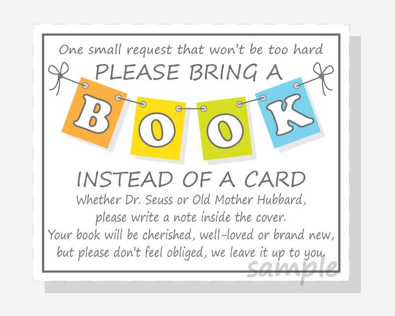 Printable Baby Shower Book Request Book Instead of Card Insert DIY