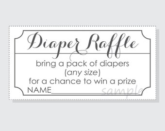 DIY Diaper Raffle Ticket Stub for a Boy, Girl or Gender Neutral Baby Shower - Printable Design - Script