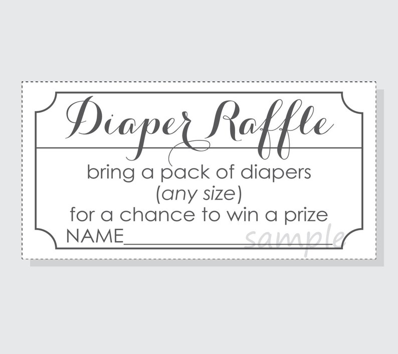 diy diaper raffle ticket stub for a boy girl or gender etsy