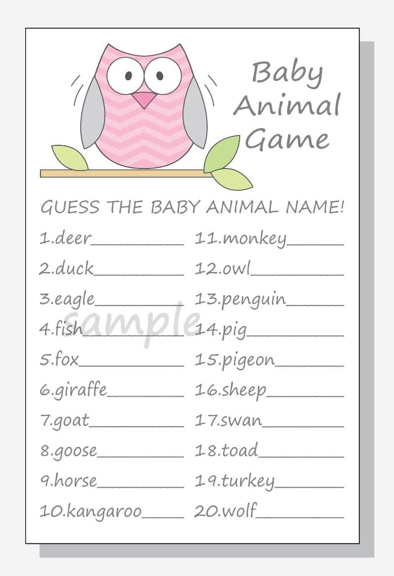 DIY Baby Animal Printable Name Game Cards for a Baby Shower | Etsy