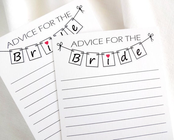 DIY Advice for the Bride Printable Cards for a Bridal Shower | Etsy
