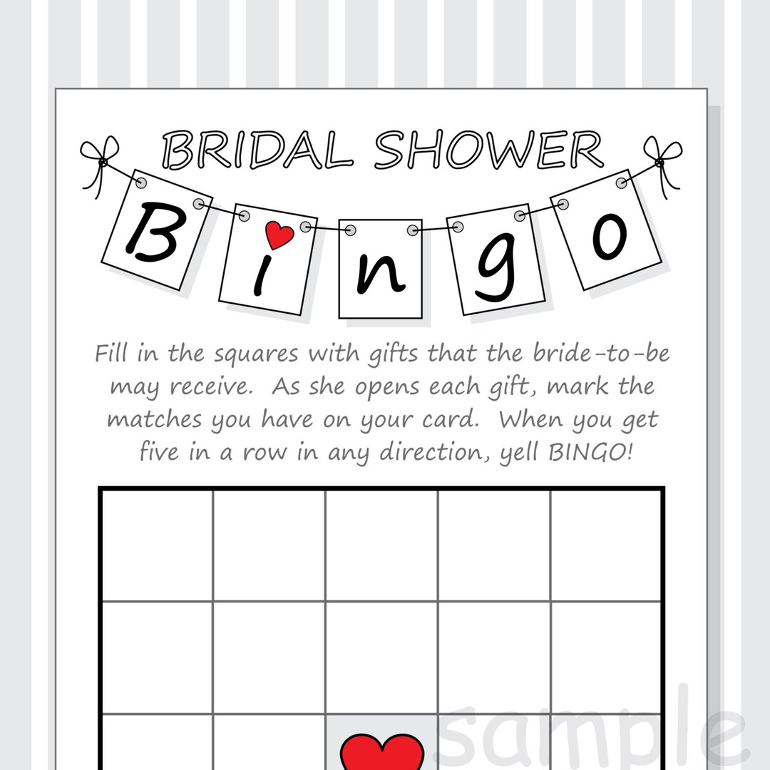 DIY Bridal Shower Bingo Printable Cards Pennant Design Red &amp; Purple Hearts - Etsy
