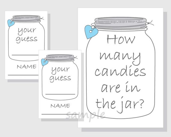 How Many Candies Are In The Jar Printable Game Candy Etsy