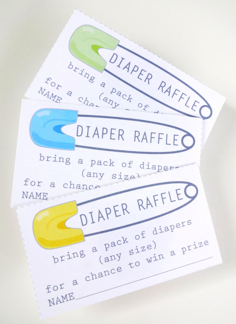 diaper raffle ticket printable insert for a baby shower boy etsy