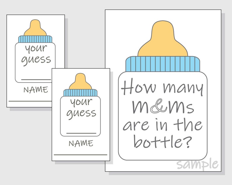 How many M&Ms are in the bottle Printable Baby Shower Game Etsy