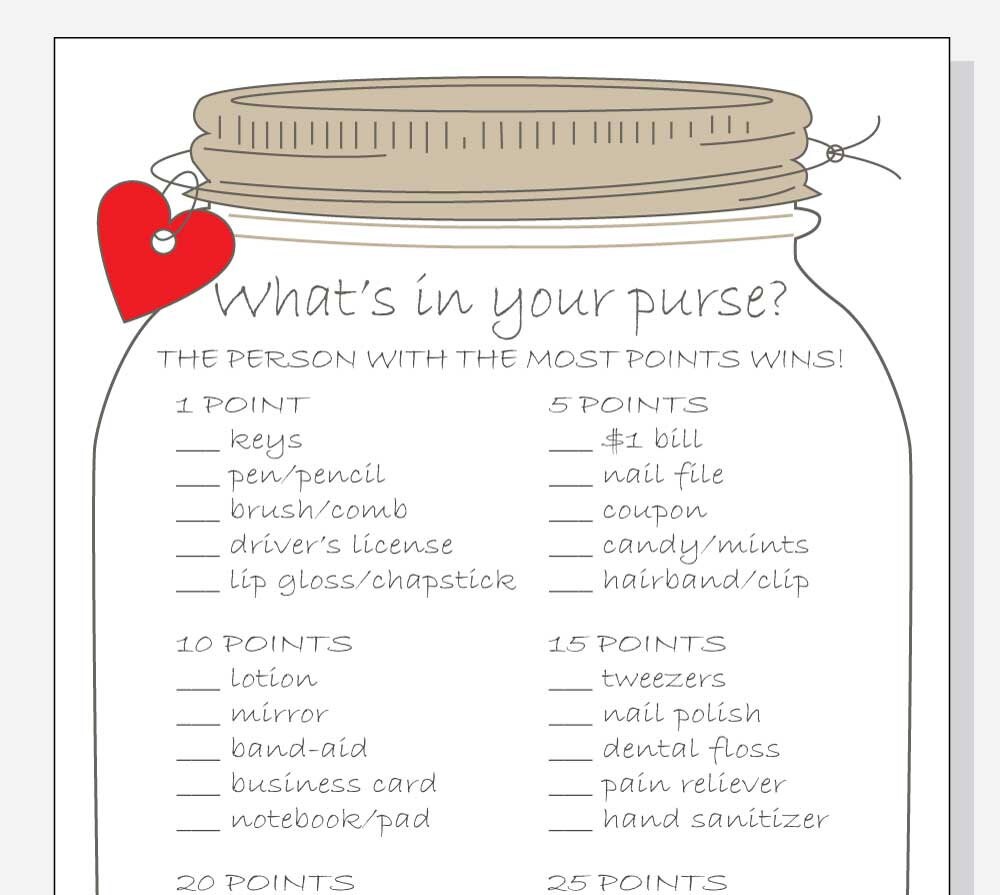 Whats inside your purse? Printable Bridal Shower Match Do it yourself - Mason Jar with purple, red, red, orange and yellow hearts picture regarding What's in Your Purse Bridal Shower Game Free Printable named Whats within just your purse? Printable Bridal Shower Recreation Do-it-yourself - Mason Jar with crimson, crimson, red, orange and yellow hearts