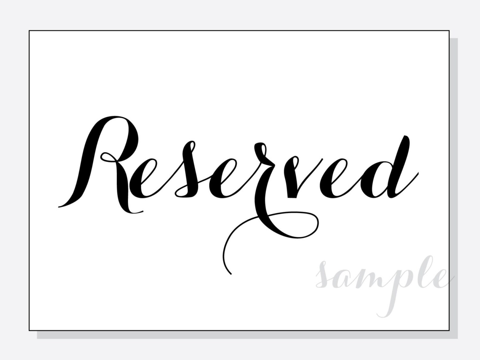 DIY Reserved Wedding Table Sign 5x7 and 8x10 JPG Printable Etsy