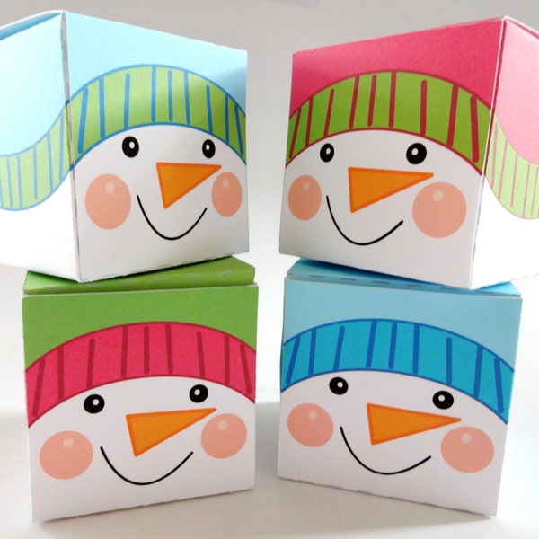 Christmas Box Template Printable - Snowman Gift Box Template - Box Ornament - Winter Design - DIY