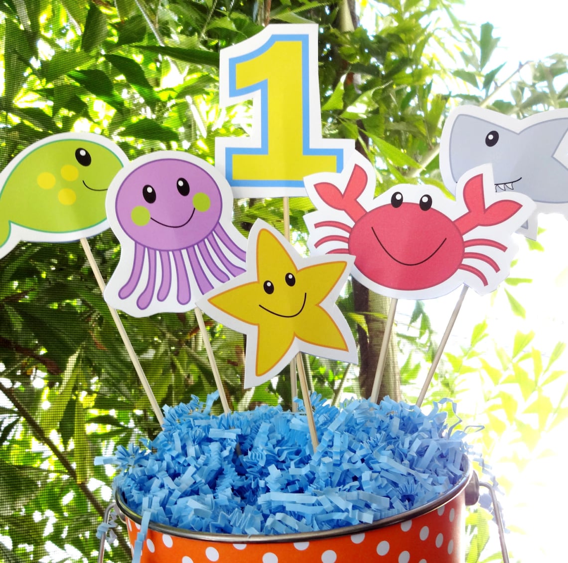 DIY First Birthday Centerpiece Designs Under the Sea Party Etsy