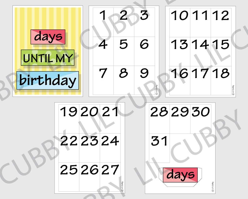 printable birthday countdown calendar for a boy or girl etsy