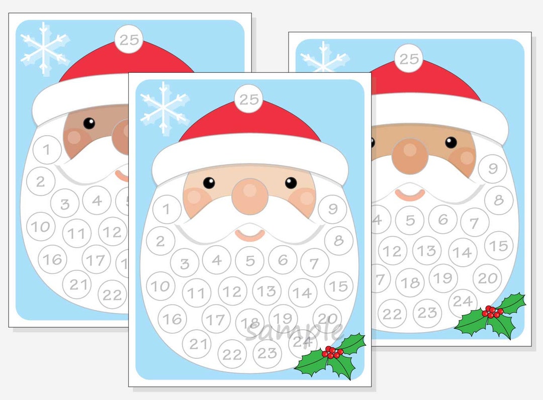 Printable Santa Advent Calendar Christmas Activity DIY - Etsy