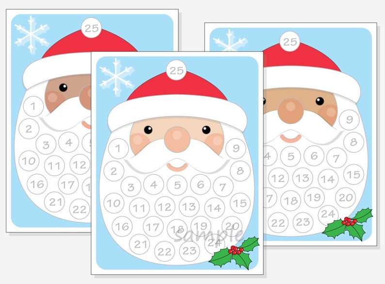 Printable Santa Advent Calendar Christmas Activity DIY Etsy