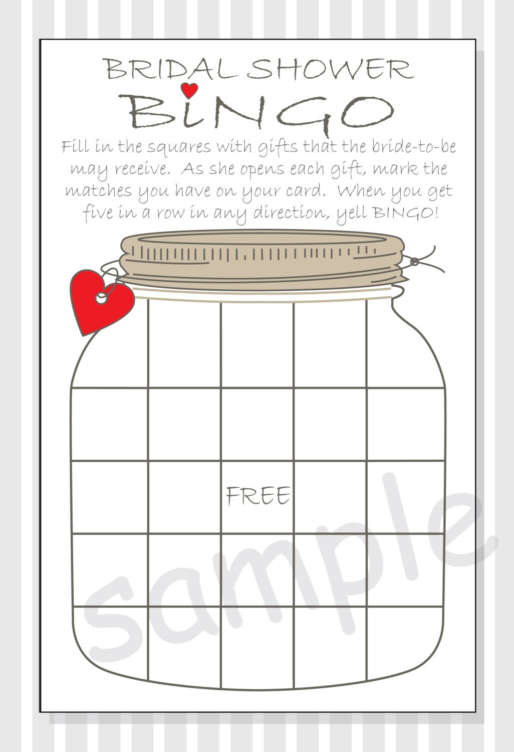 Bridal Shower Bingo Printable Cards Gift Bingo Rustic | Etsy