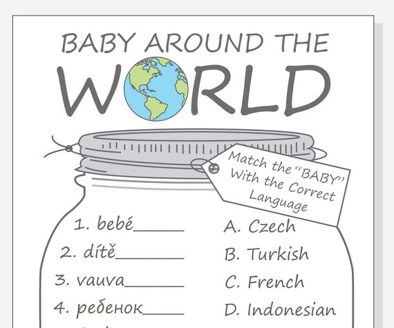DIY Baby Around The World Printable Cards for a baby shower | Etsy