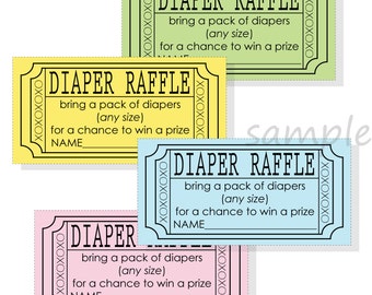 DIY Diaper Raffle Ticket Stub for a Boy, Girl or Gender Neutral Baby Shower - Printable Design