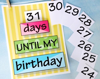 Printable Birthday Countdown Calendar for a Boy or Girl - Reusable Template - DIY