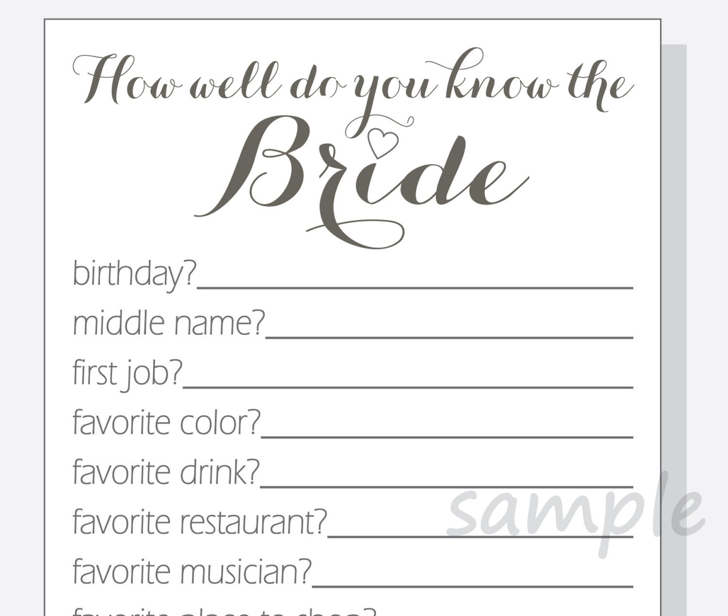 Sly image for how well do you know the bride free printable Nerdy image with how well do you know the bride free printable