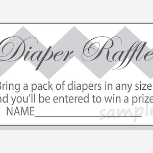 DIY Chevron Diaper Raffle Tickets for a Boy, Girl or Gender Neutral Baby Shower Printable pink, blue, yellow, green & grey image 1