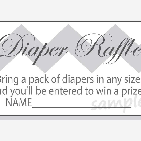 DIY Chevron Diaper Raffle Tickets for a Boy, Girl or Gender Neutral Baby Shower - Printable - pink, blue, yellow, green & grey
